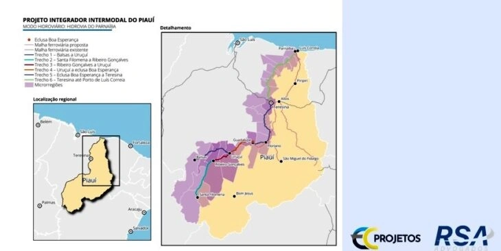 Mapa dos futuros terminais fluviais