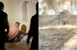 Prisão do homem suspeito de cometer incêndio no Cerrado piauiense (Foto: Reprodução)