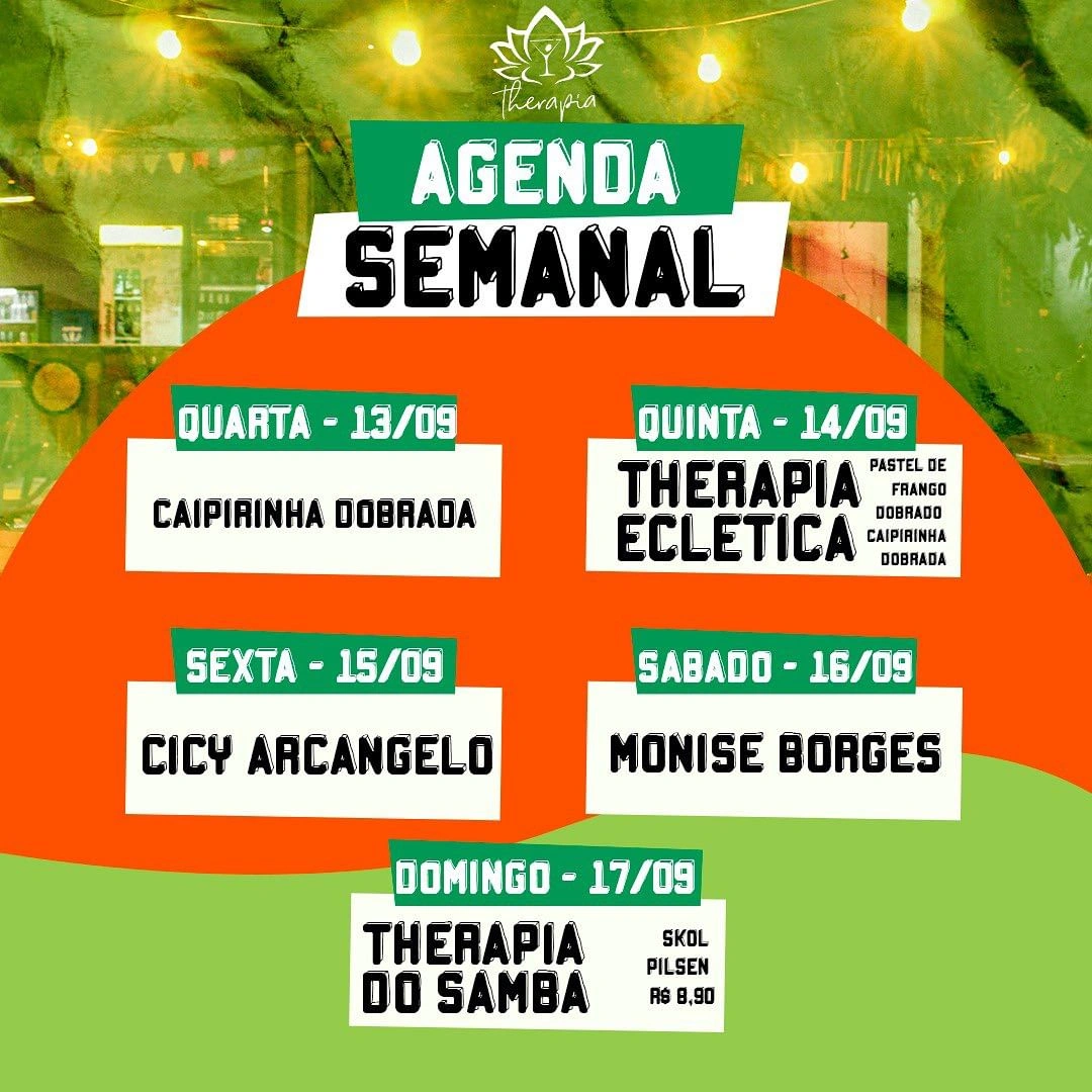 Programação desta semana do bar Therapia