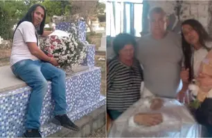 Thanis Killian em velório de sua mãe nesta terça-feira (19/09) (Foto: Reprodução/Rede Social)