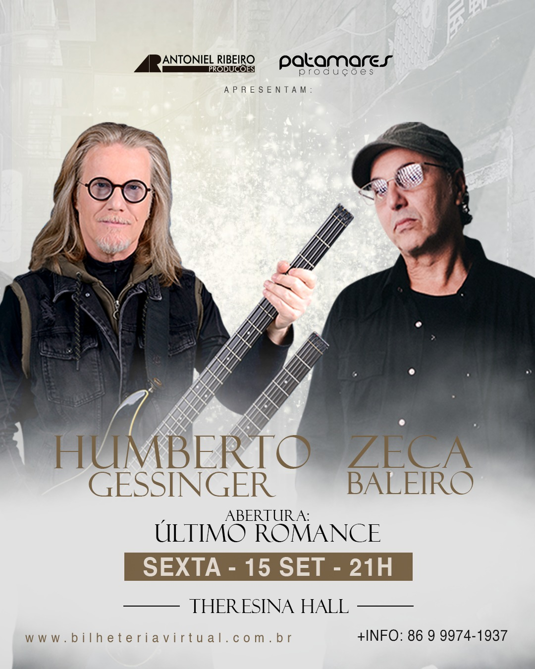 Zeca Baleiro e Humberto Gessinger se apresentam em Teresina nesta sexta-feira