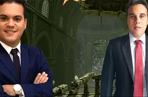 Acima o empresário Anderson Pêgo e o vereador Thiago Carvalho (gravata vermelha); Justiça inocentou o vereador (Foto: Reprodução)