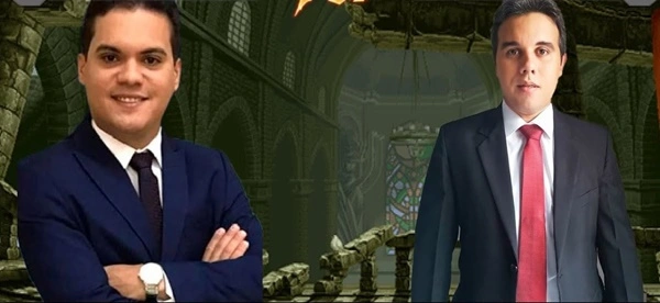 Acima o empresário Anderson Pêgo e o vereador Thiago Carvalho (gravata vermelha); Justiça inocentou o vereador