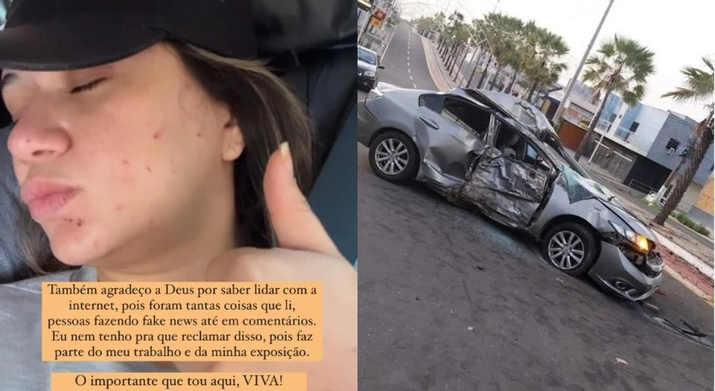 Blogueira Yasmin Sales se pronuncia após acidente de carro