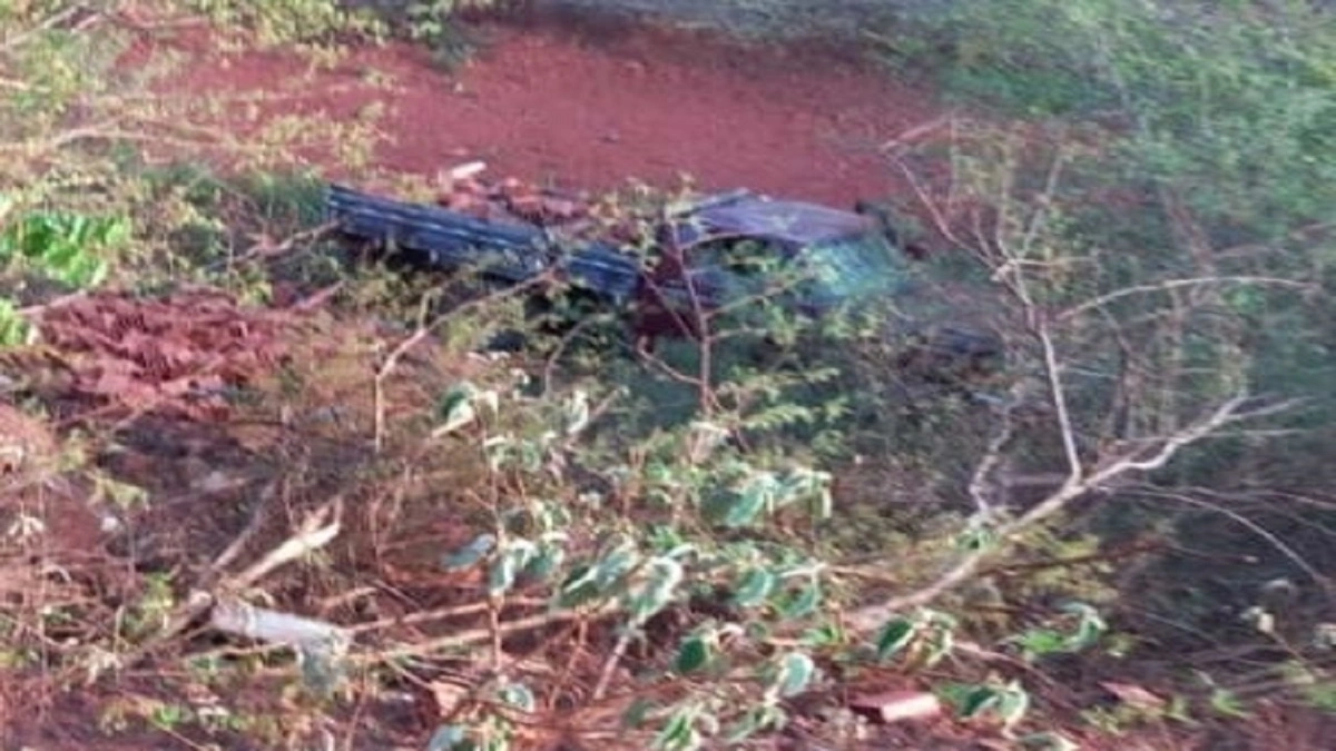 Caminhão tomba de ribanceira em Bocaina