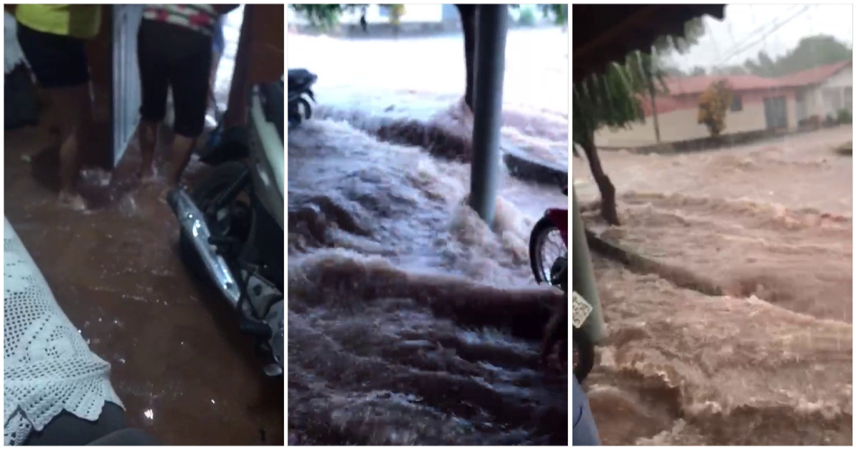 Casas ficam alagadas após pancadas de chuva na cidade de em Pedro II