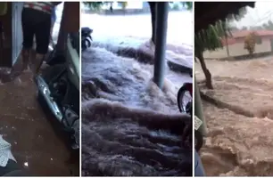 Casas ficam alagadas durante pancadas de chuva na cidade de em Pedro II (Foto: Reprodução)