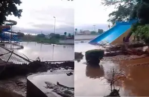 Chuva forte destrói clube em Oeiras e causa vários transtornos na cidade (Foto: Reprodução)