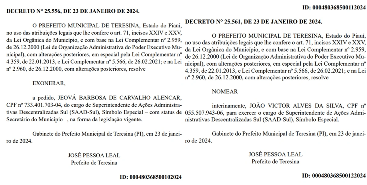 Decreto foi publicado no Diário Oficial do Município