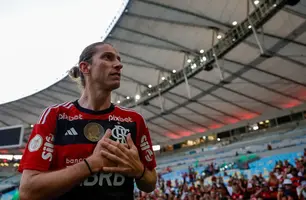 Filipe Luís em despedida do Flamengo (Foto: Reprodução/Buda Mendes/Getty Images)