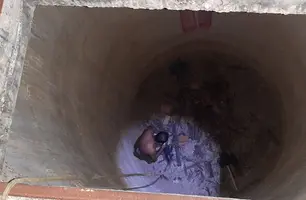 Ladrão cai em poço durante tentativa de assalto a supermercado em Parnaíba (Foto: Reprodução)