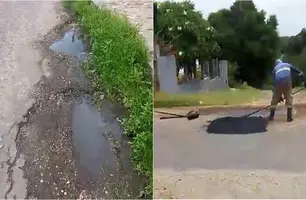 Morador denuncia que funcionários da ETURB se recusaram a tampar buraco (Foto: Reprodução)