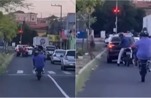 Motoqueiro empina moto e assusta mulher na zona Sul de Teresina (Foto: Reprodução)