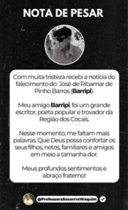 Poeta ‘Barripi’ foi sepultado no cemitério da Rua 100, em Timon