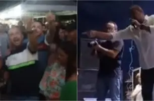 Prefeito de Prata do Piauí discute com moradores em cerimônia (Foto: Reprodução)