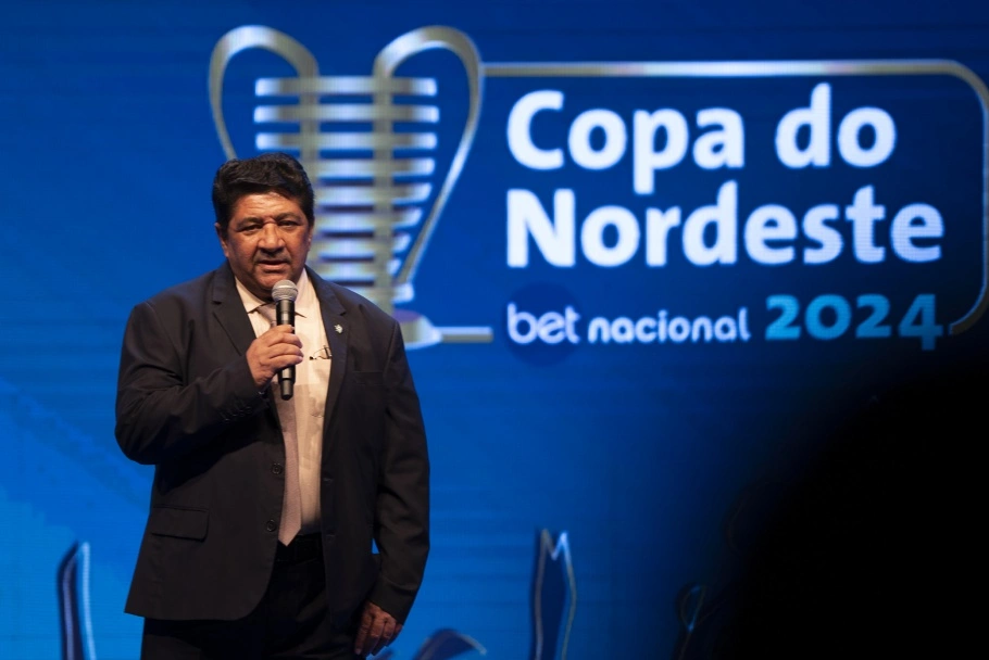 Presidente da CBF, Ednaldo Rodrigues, discursa no sorteio da Copa do Nordeste