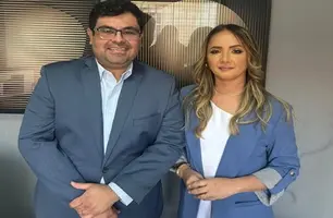 Acima o presidente Rafael Milhomem ao lado da candidata a vice Dra. Patrícia Santos (Foto: Reprodução)