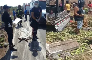 Caminhão com destino à Teresina tomba e deixa condutor morto na BR-316, em Caxias (Foto: Reprodução)
