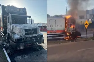 Caminhão pega fogo em Picos (Foto: Reprodução e Cidades na Net)