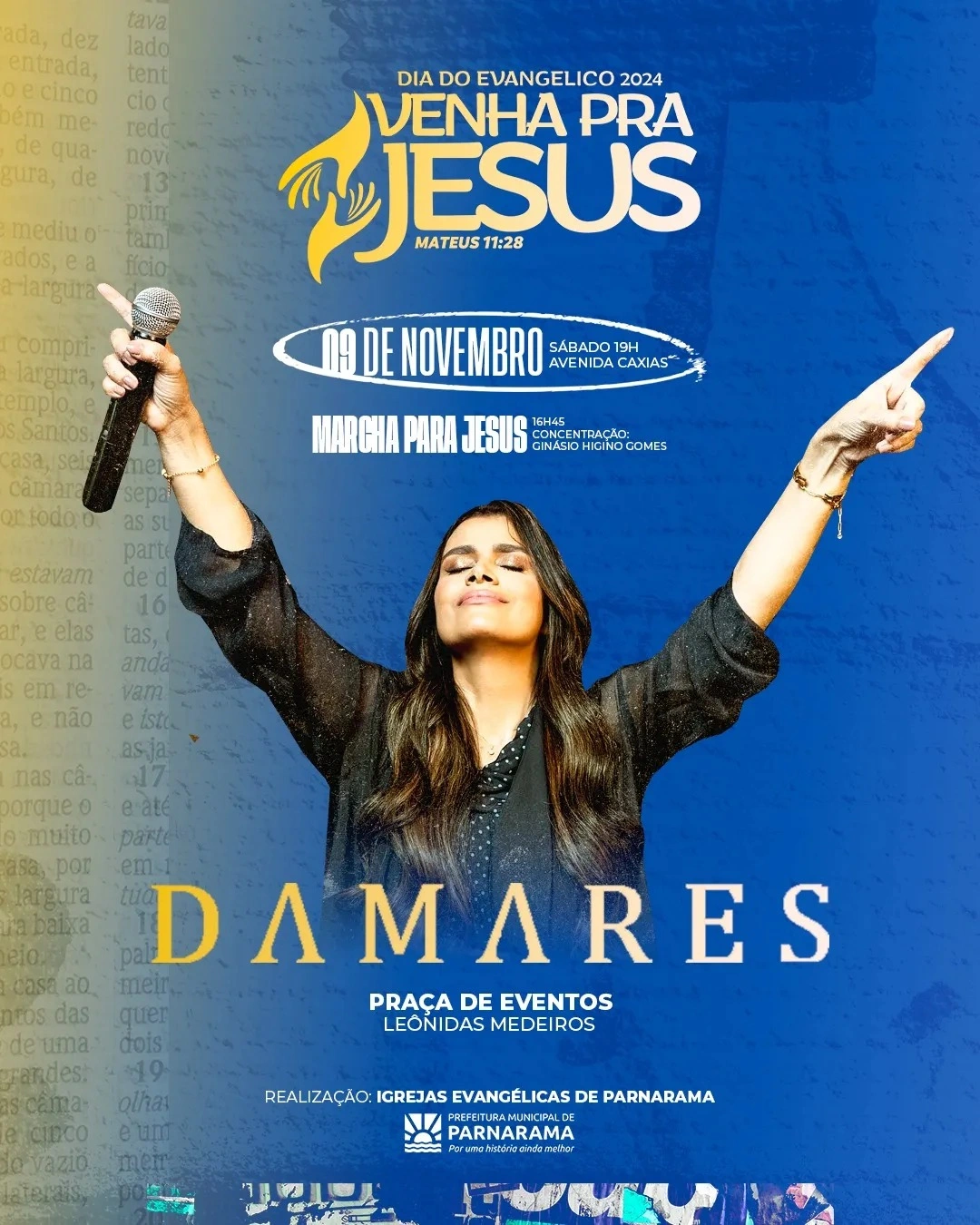 Cantora gospel Damares é confirmada na Marcha para Jesus de Parnarama