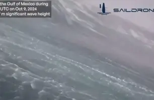 Drone grava ondas de até 8 metros no furacão Milton (Foto: Reprodução)