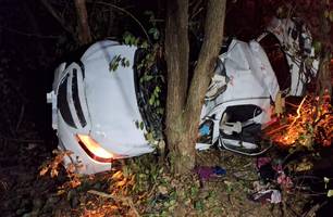 Mulher morre e outros três ficam feridos após carro colidir em árvore no Piauí (Foto: Divulgação/PRF)
