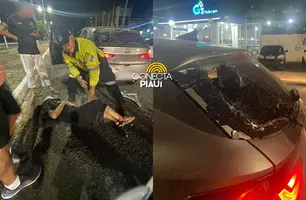 Mulher sofre acidente de moto ao voltar do trabalho em avenida de Teresina (Foto: Alessandra Fonseca/Conecta Piauí)