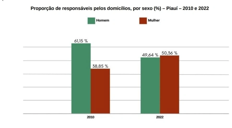 Mulheres passaram a ser maioria entre os responsáveis pelos domicílios no Piauí