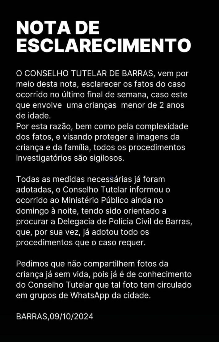 Nota Conselho Tutelar de Barras