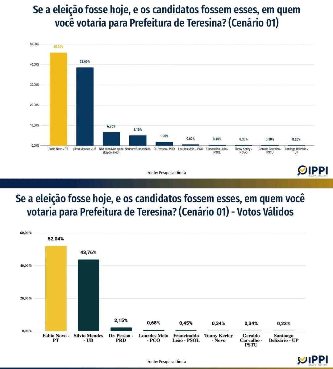 Pesquisa avalia cenários de pesquisa estimulada e contabilizando apenas votos válidos