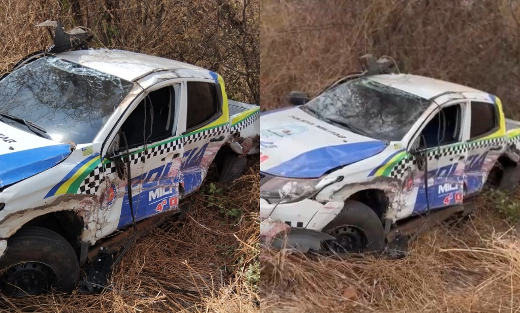 Policial é arremessado de viatura que capotou várias vezes em acidente no Piauí