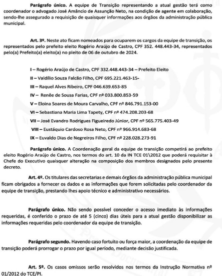 Prefeito eleito de São Raimundo Nonato nomeia equipe de transição para novo governo