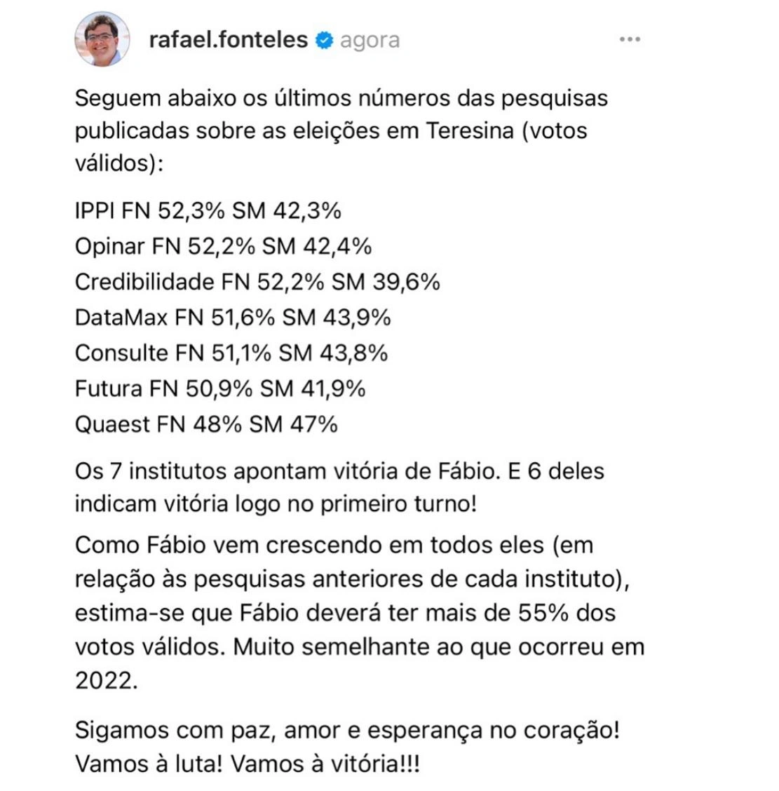 Rafael Fonteles compara possível vitória de Fábio Novo à sua própria experiência em 2022