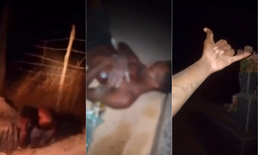 Responsáveis pelo sepultamento do homem, em um cemitério de Jaicós