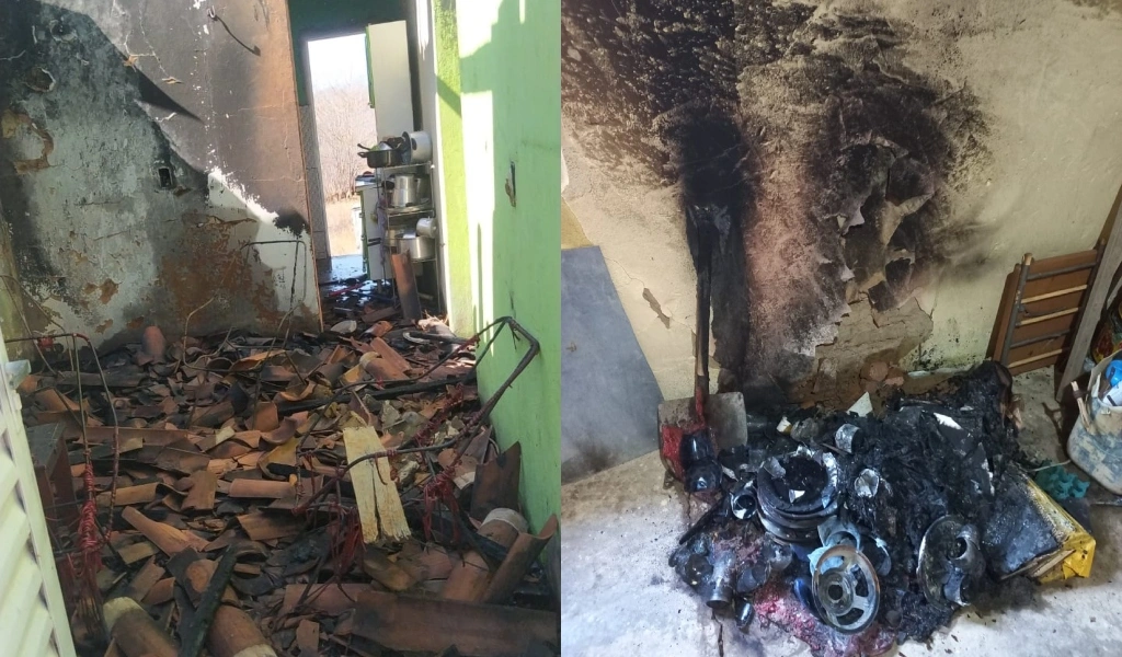 Sequência de incêndio em casa no Piauí