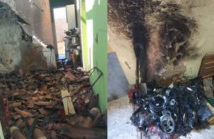 Sequência de incêndio em casa no Piauí (Foto: Corpo de Bombeiros do Piauí)