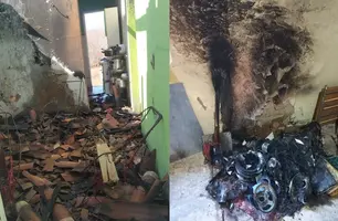 Sequência de incêndio em casa no Piauí (Foto: Corpo de Bombeiros do Piauí)