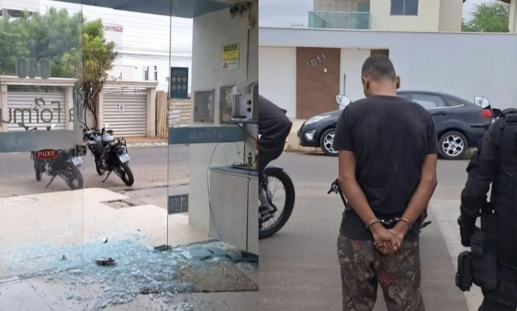 Suspeito de quebrar porta de vidro, invadir e furtar farmácia é preso em Picos