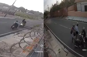 Vídeo flagra criminosos roubando mulher e derrubando sua moto em Teresina (Foto: Reprodução)