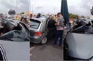 Acidente deixa homem morto preso nas ferragens próximo ao Mário Covas, em Teresina (Foto: Reprodução)