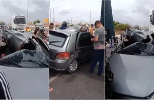 Acidente deixa homem morto preso nas ferragens próximo ao Mário Covas, em Teresina (Foto: Reprodução)