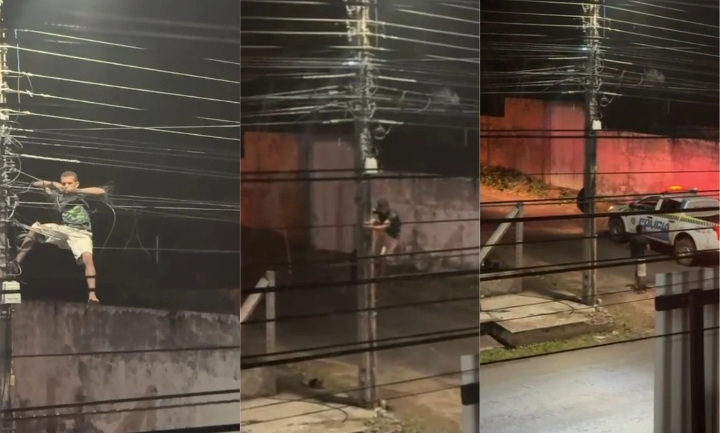 Bandido é flagrado por policiais enquanto furtava fios da rede elétrica em Altos