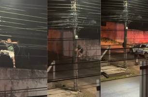Bandido é flagrado por policiais enquanto furtava fios da rede elétrica em Altos (Foto: Reprodução)
