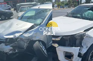 Colisão entre dois carros provoca congestionamento na Av. João XXIII em Teresina (Foto: Gabriel Prado/Conecta Piauí)