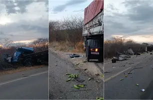Colisão entre três caminhões deixa feridos na BR-407 em Jaicós (Foto: Reprodução)