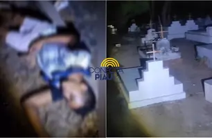 'Corpo' encontrado em cemitério de Curralinhos mobiliza polícia (Foto: Reprodução)