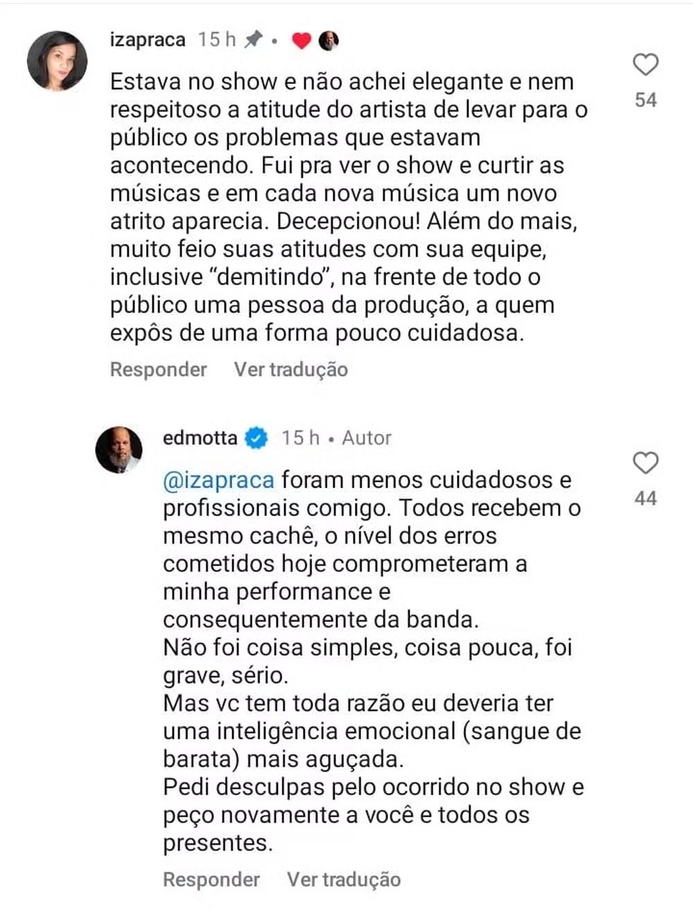 Ed Motta se desculpa nas redes sociais