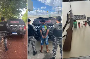 Homem é preso com espingarda na localidade Serra Dourada, em Teresina (Foto: Reprodução)