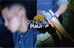 Jovem é preso com arma de fogo durante ação da PM em Demerval Lobão; outro fugiu (Foto: Reprodução)