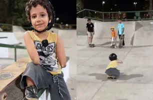 Menino piauiense de 8 anos com agenesia óssea usa skate para superar desafios (Foto: Reprodução/Instagram)